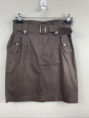 Ann Taylor Cotton Mini Skirt in Brown with Belt